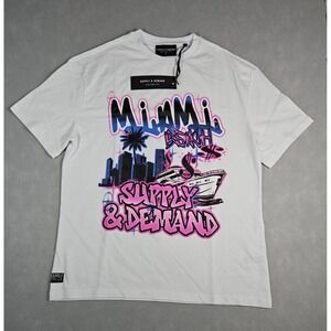 Supply & Demand Mens White Miami Beach Graphic T Shirt Size Medium NWT